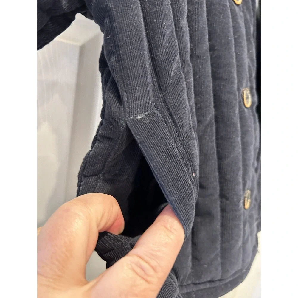Genuine Kids OshKosh Navy Blue Quilted Corduroy Hooded Jacket Toddler 2T‎
